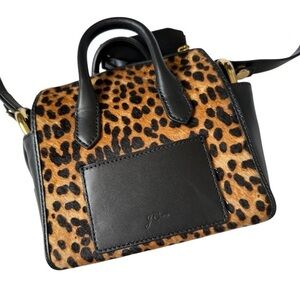 J.Crew Calf Hair Leather Mini Satchel Black Gold Hardware